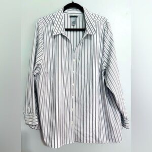 Catherine’s No Iron Striped Button Down Shirt Size 2X Buisness Work Staple